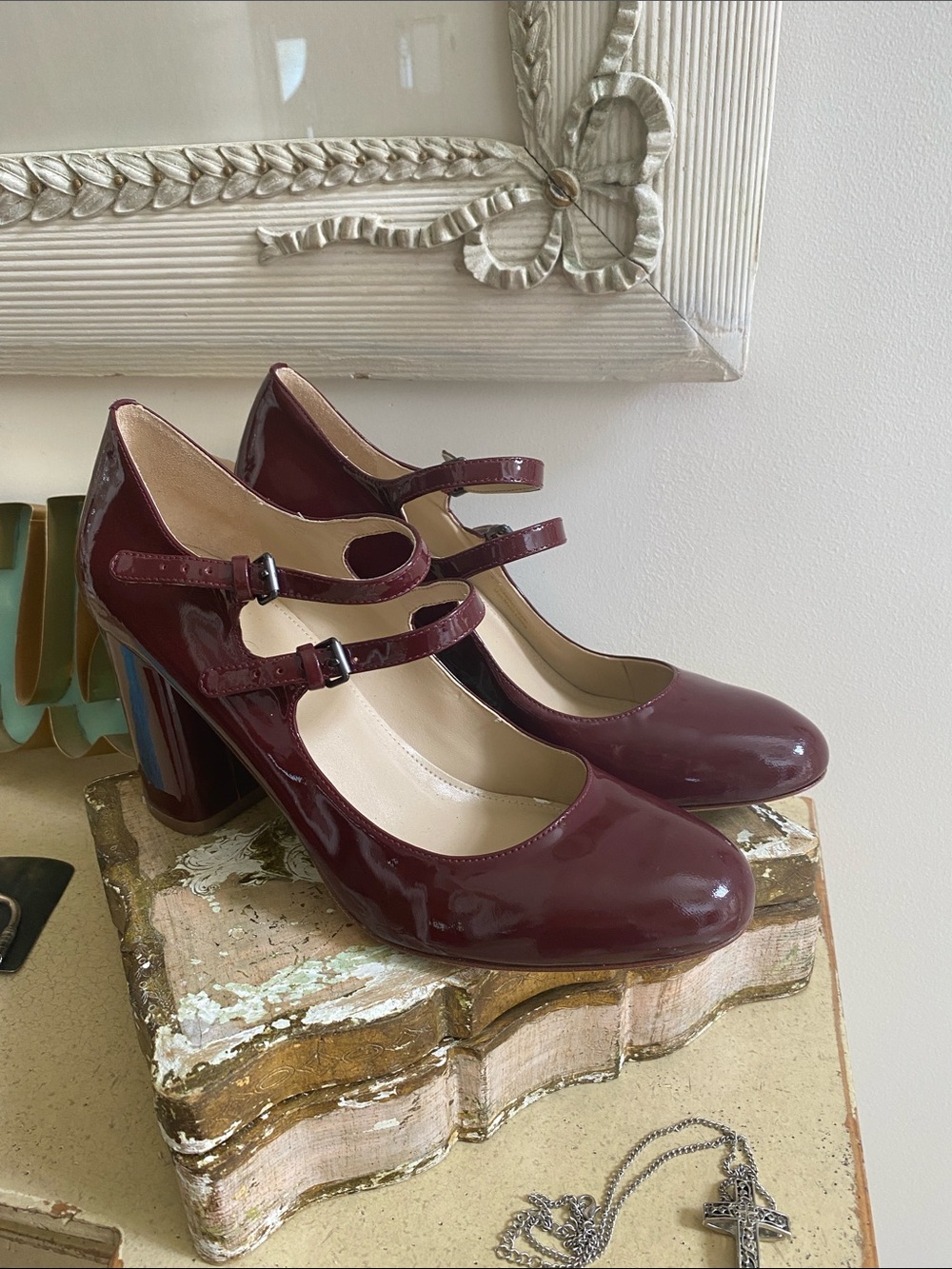 VIA SPIGA Double Strap Mary Jane Chunky Heel Heels